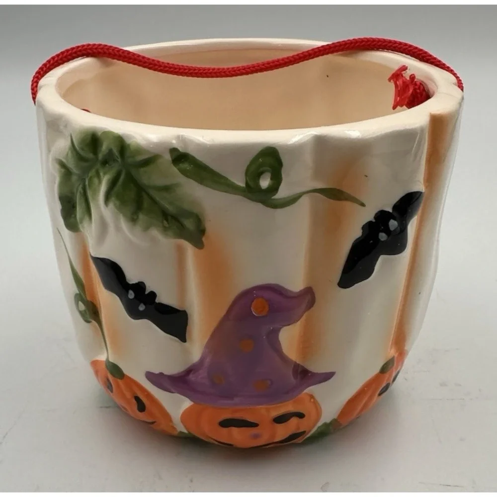 Royal Norfolk Halloween Hand painted basket bowl ceramic 3